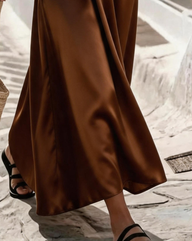 Robe Sans Manches Col Rond Attacher Taille