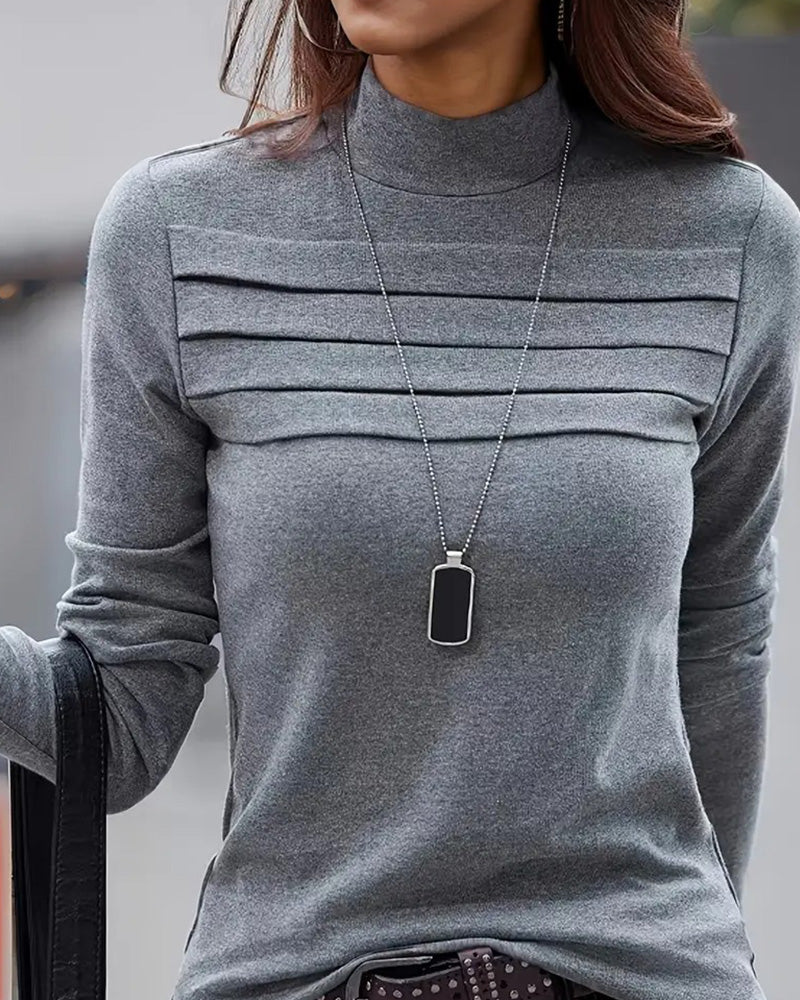 Haut Slim Fit Plissé Manches Longues