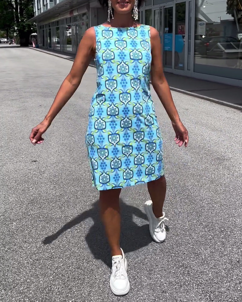 Robe slim imprimée sans manches