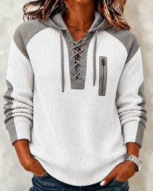 Hoodie Lacet Bloc De Couleur Design