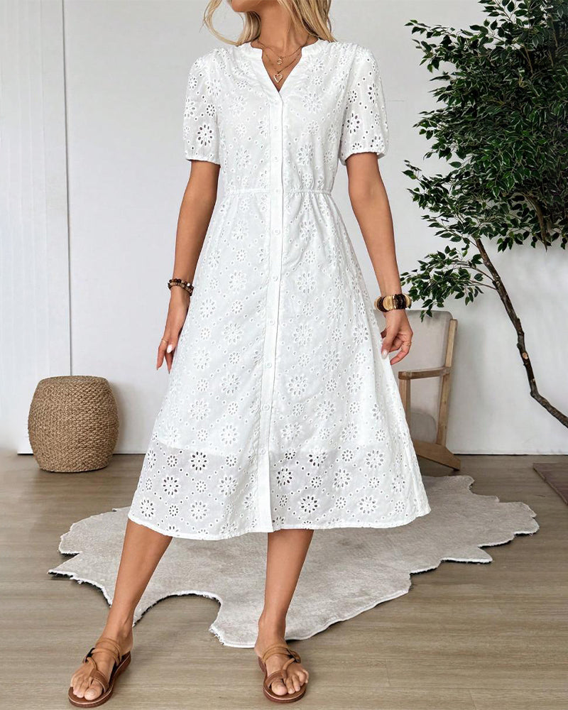 Robes Découpe Col V Chemise