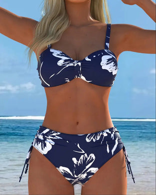 Bikini Deux Pièces À Col Haut Avec Motif Imprimé