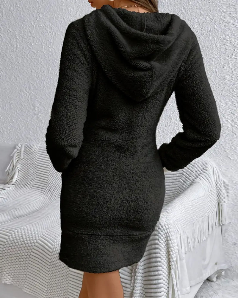 Robe À Capuche En Tissu Brushed Et Coupe Slim