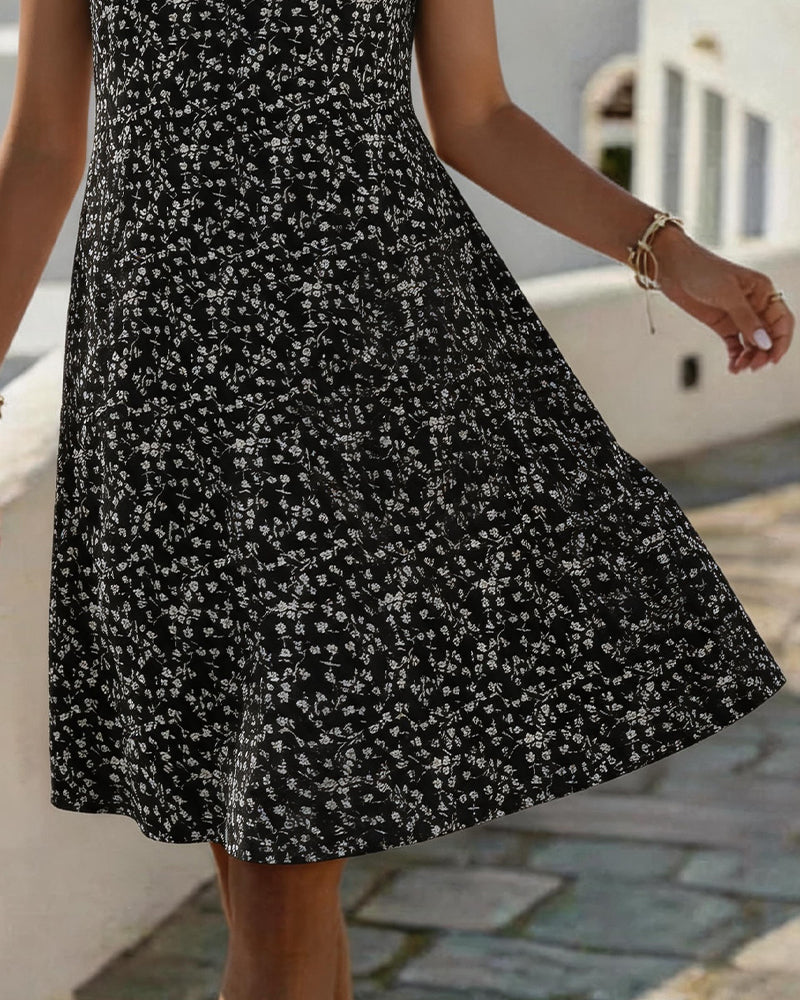 Robe Florale Col V Jupe Ample