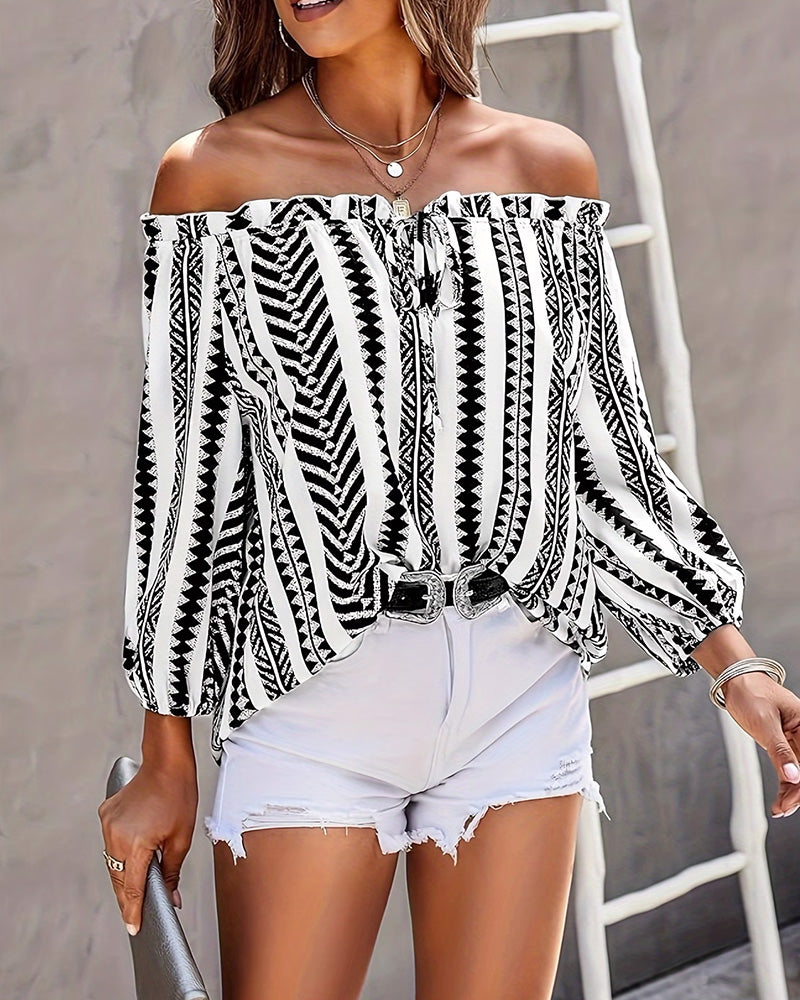 Blouse Élégant Sophistiqué Géométrique Hors Épaule