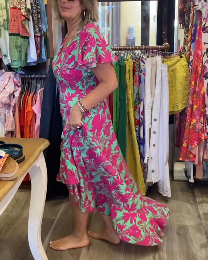 Robe avec imprimé et manches courtes