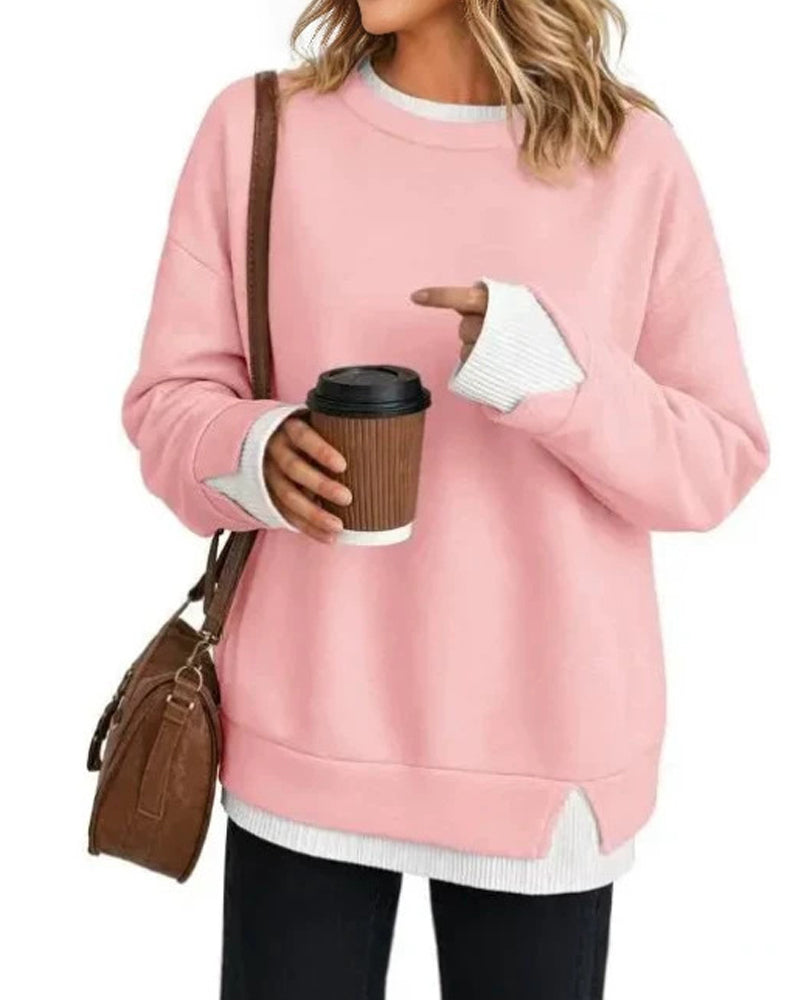 Sweat Faux Superposé Ample Manche Longue