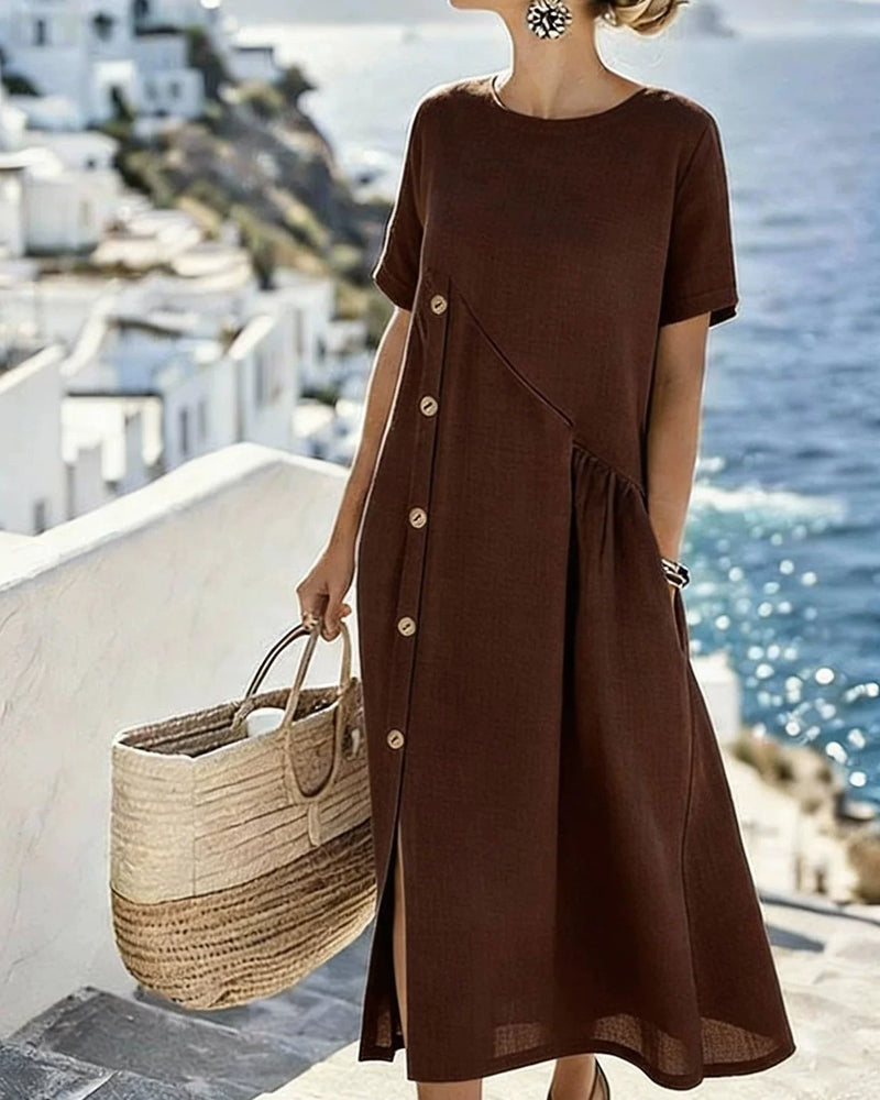 Robe Bouton Décor Décontractée