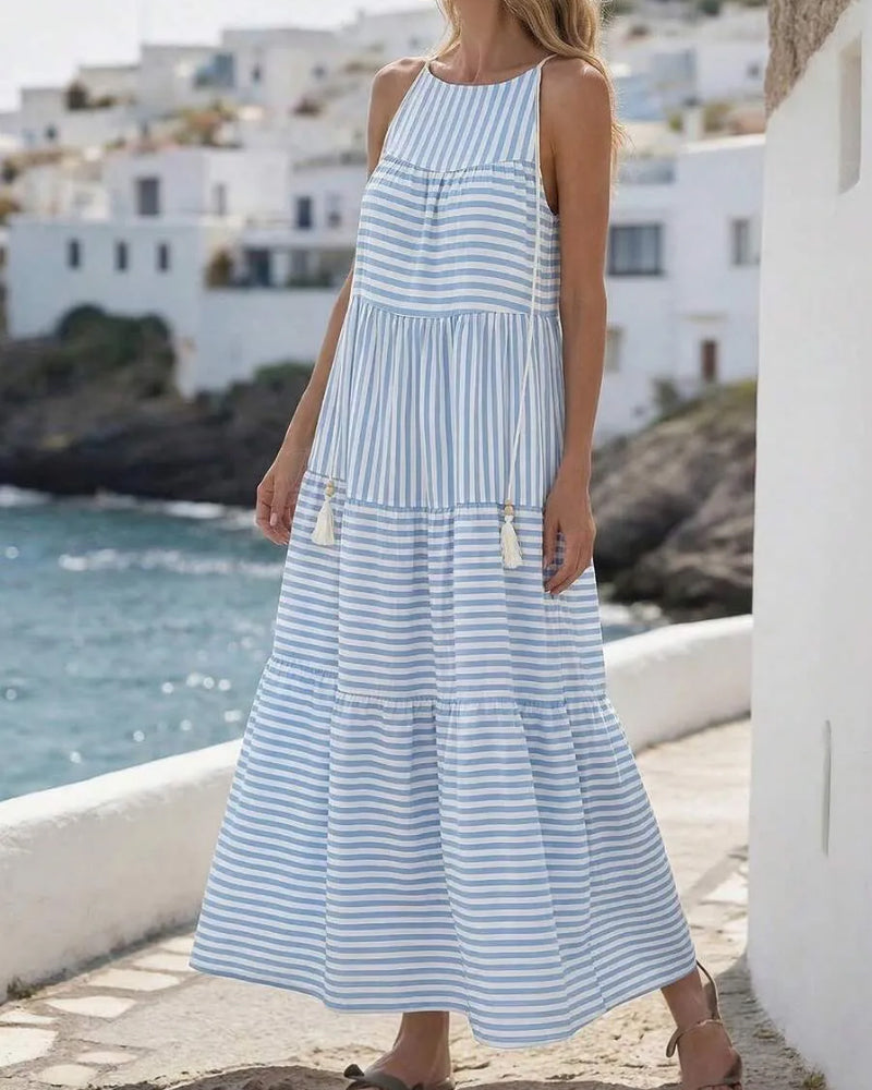 Robe Rayée Halter Superposée