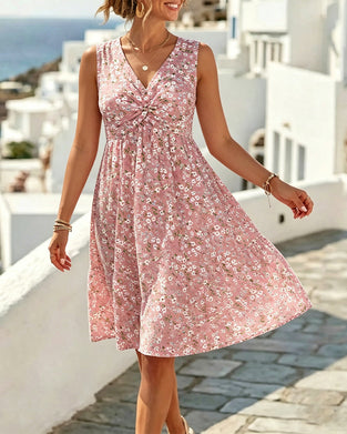 Robe Décontractée Florale Sans Manches