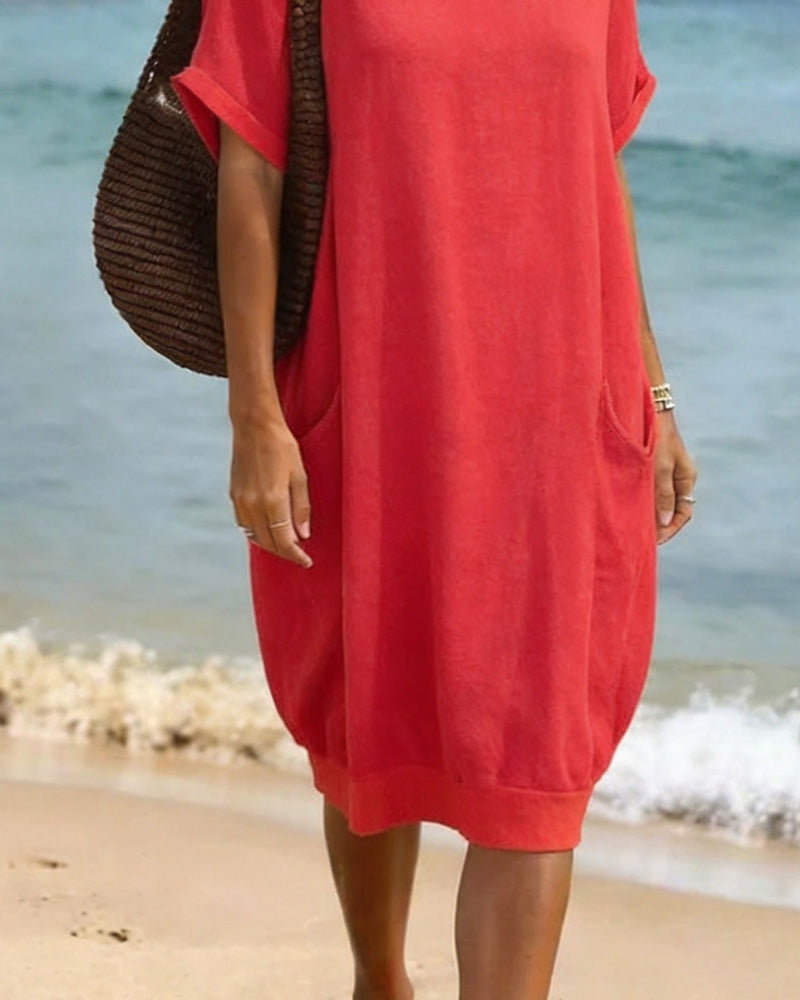 Robe Col Rond Ample Poche