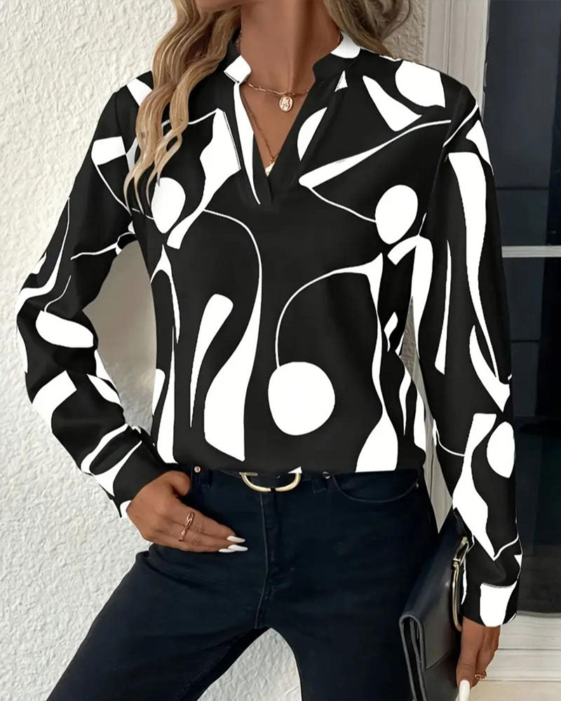 Blouse Abstrait Géométrique Imprimé