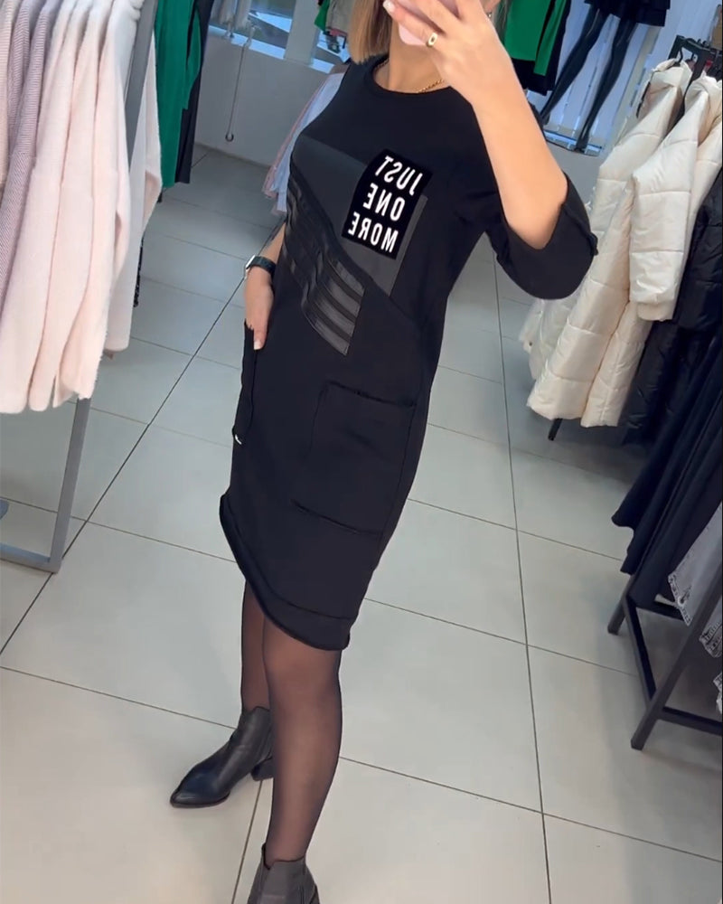 Robe droite imprimée avec poche