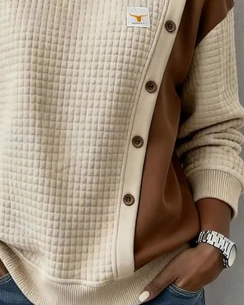 Sweat à manches longues en tissu gaufré et coupe de couleur