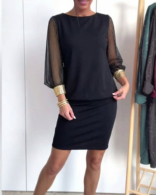 Robe Tulle Contraste De Couleurs Manches Longues