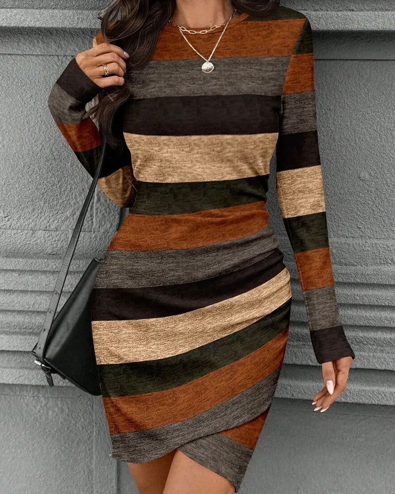 Robe Vintage Rayure Manche Longue