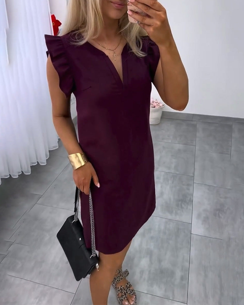 Robe Manche Volantée Droit
