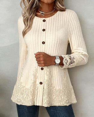 Blouse À Manches Longues À Côtes Et Finition Brossée