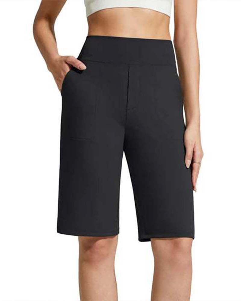 Pantalon Couleur Unie Taille Haute Jambe Droite