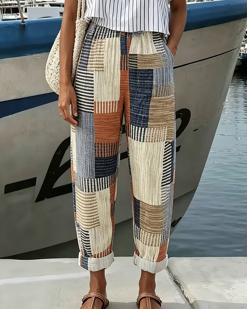 Pantalon Ligne Contraste Décontracté