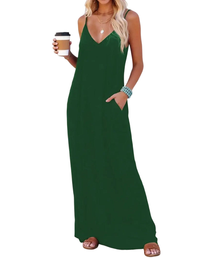 Robe Unie Lâche Poche Maxi