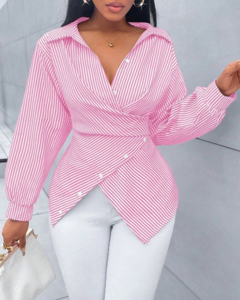 Blouse Rayure Cravate Manche Longue