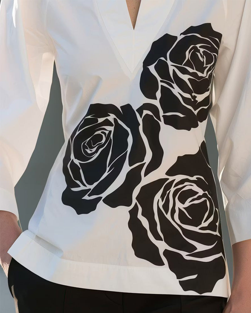 Blouse Col V Imprimé Floral