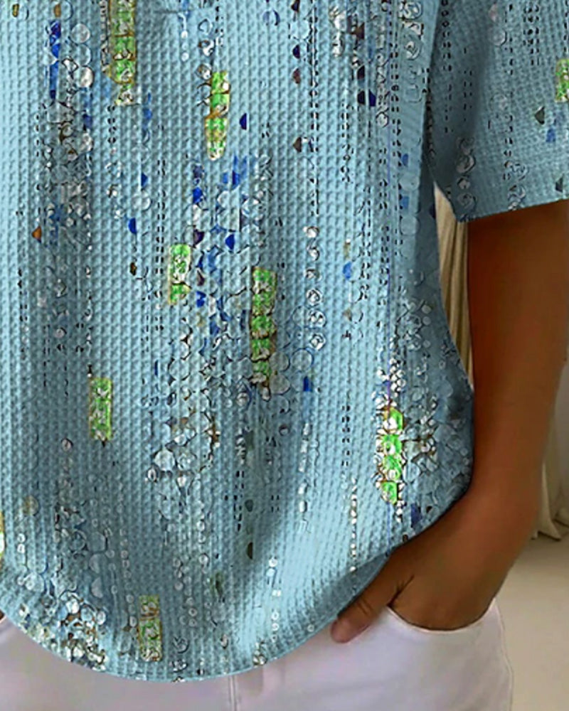 Blouse Décontractée Imprimée À Revers