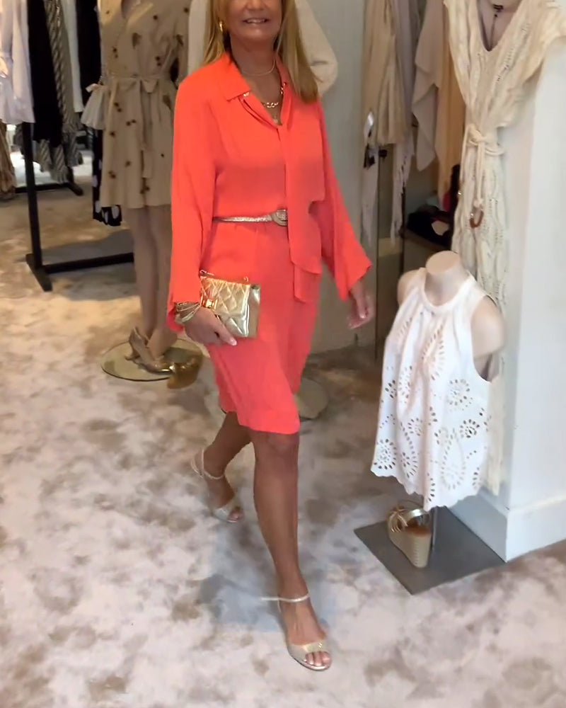 Robe ruban de couleur unie à revers