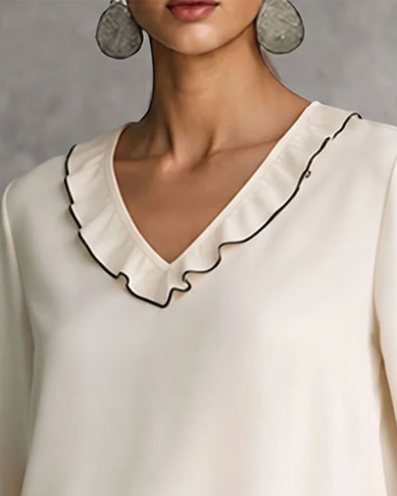Blouse Col V Manche Longue