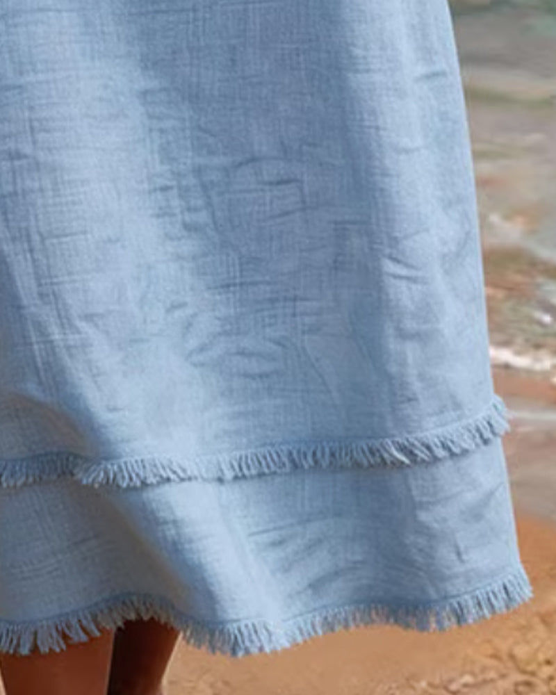 Robe Capuche Écharpe Pompons Unie