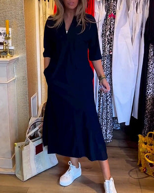 Robe à poches et col en v