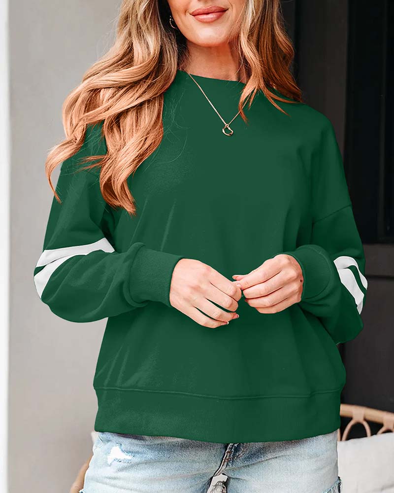 Sweatshirt Col Rond Manches Longues Color-Block