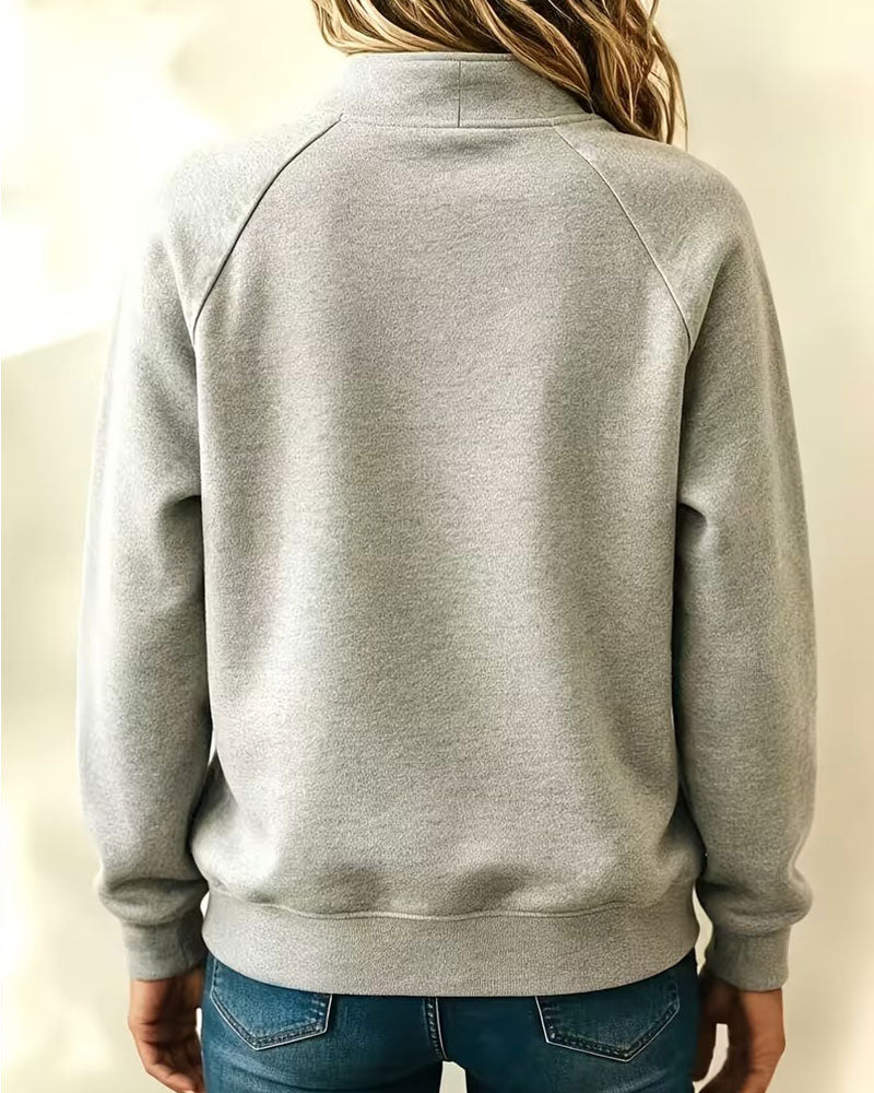 Hoodie Col Claudine Bouton Coupe Loose Unie