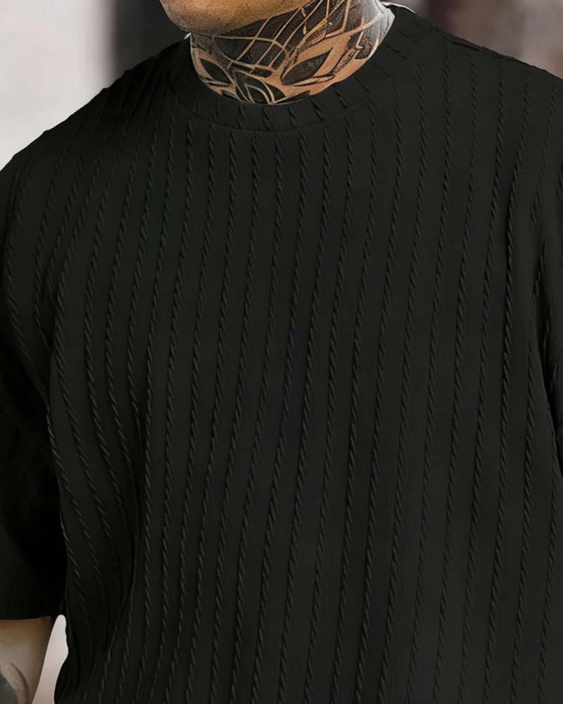Ensemble Homme T-Shirt Rayé Et Short Col Crew