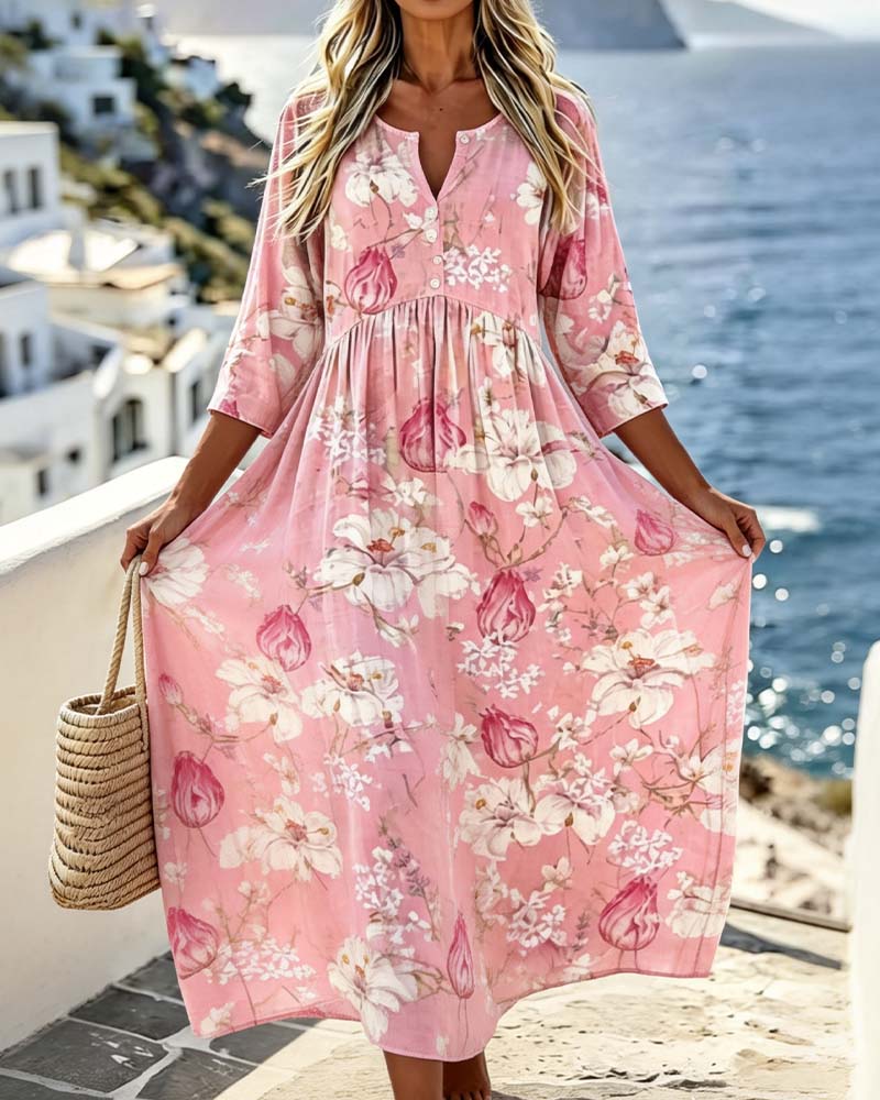 Robe Grande Fleur Loose Vacances Maxi