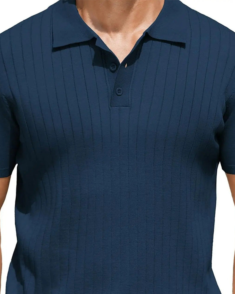 T-Shirt Côtelé Tricot Col Polo