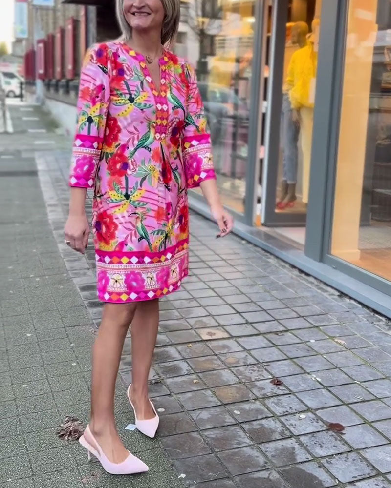 Robe Imprimé Fleuri Droit