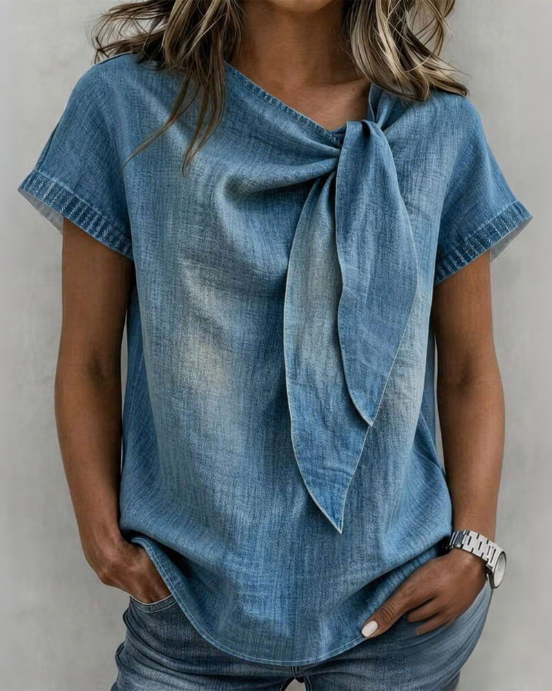 Blouse Manches Courtes À Lacets
