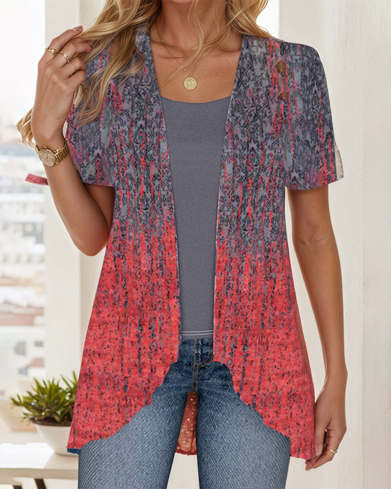 Blouse Fausse Deux-Pièces Manches Courtes Irrégulier