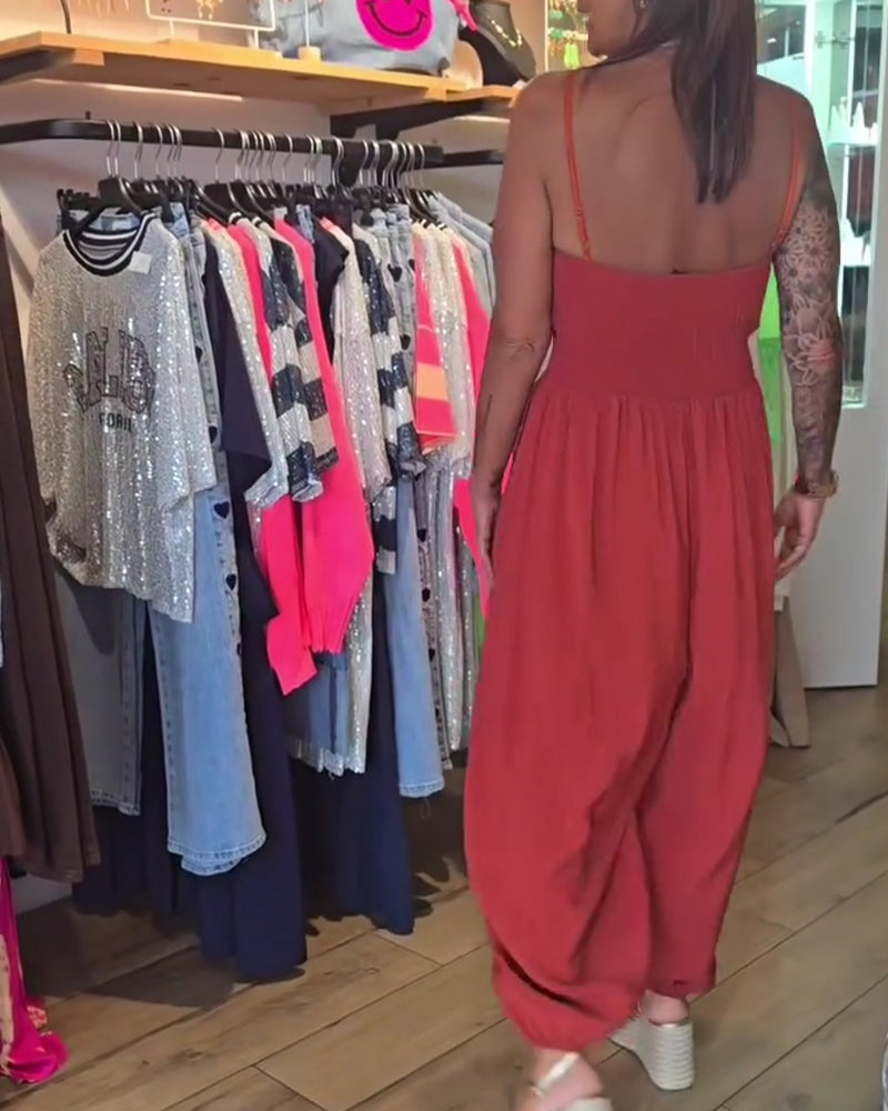 Combinaison Bandeau Bretelles Spaghetti Jambe Large
