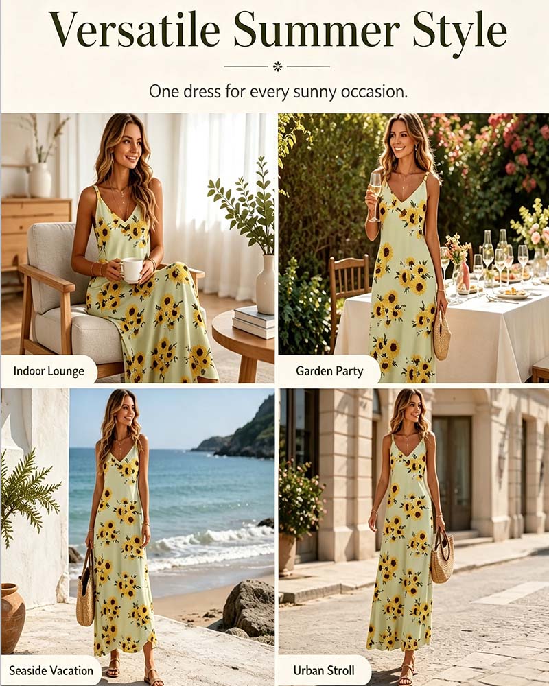 Robe Longue Imprimé Bretelle Spaghetti