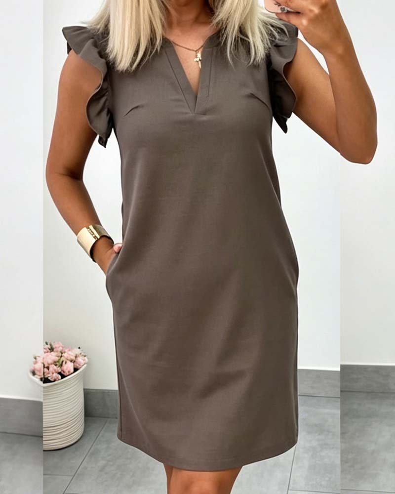 Robe Manche Volantée Droit