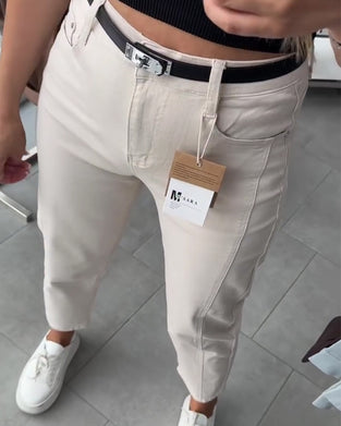 Pantalon Taille Haute Décontracté Jambe Droite