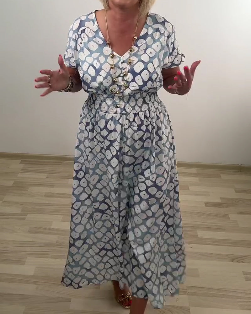 Robe Élégante Sophistiquée Imprimé Géométrique Fente