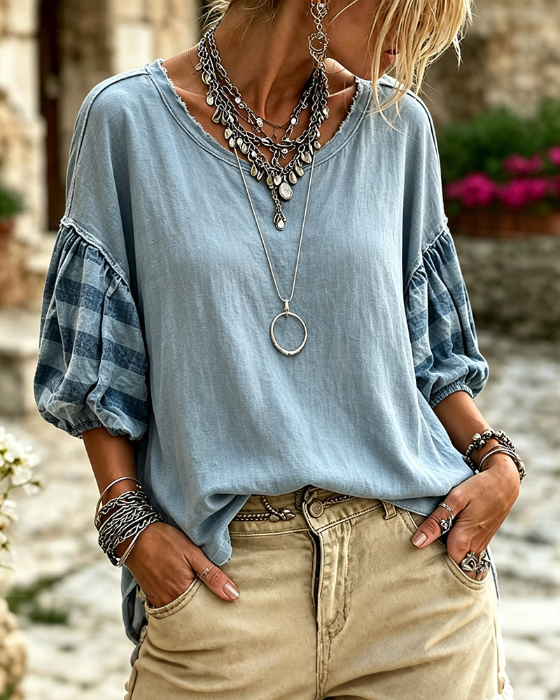Blouse Col Rond Rayée
