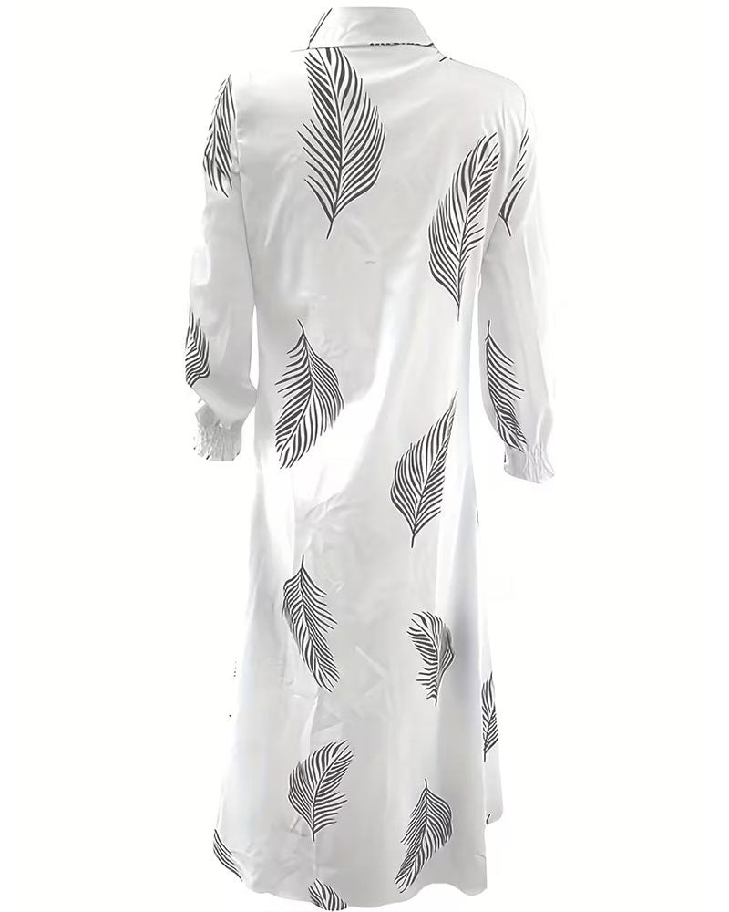 Robe Palm Feuille Imprimé Chemise