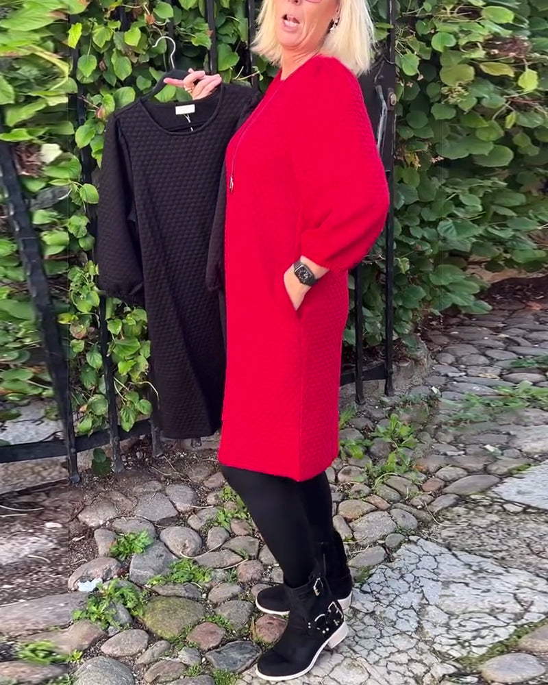 Robe décontractée de couleur unie à col rond