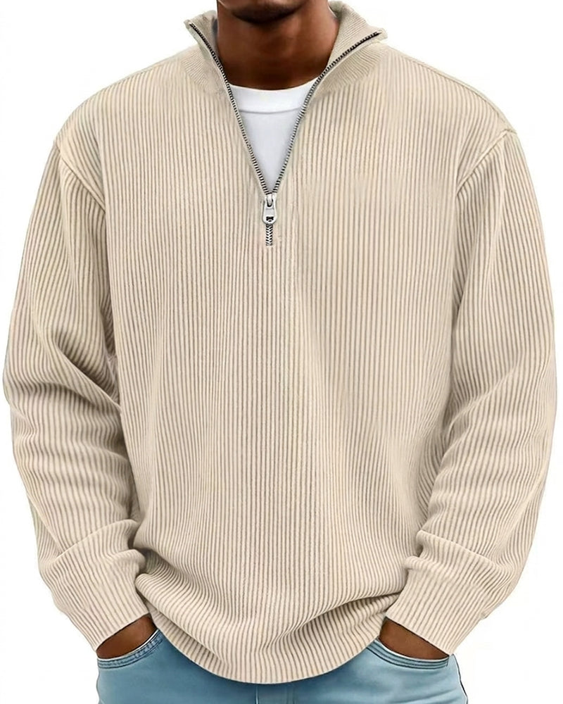 Sweatshirt Homme Fermeture Éclair Col Manche Longue