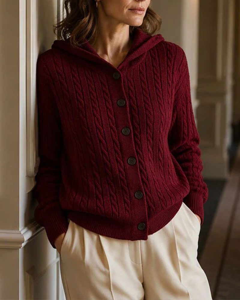 Cardigan Capuche Ouvert Devant Tricoté